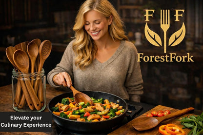 Wooden Kitchen Utensil Set, 9-Piece Teak Wood Cooking Spoons-Heat-Resistant, Non-Scratch, Durable Kitchen Tools, Perfect Cooking Gift9