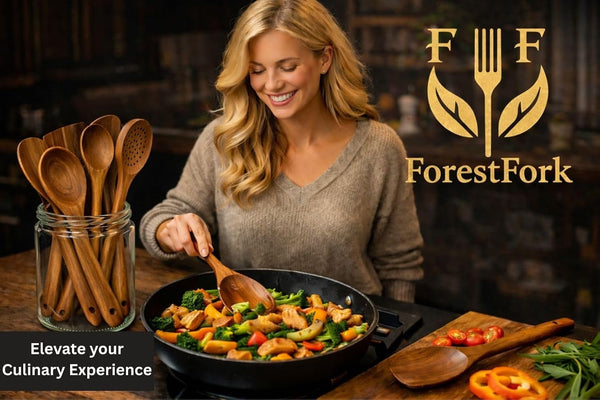 Wooden Kitchen Utensil Set, 9-Piece Teak Wood Cooking Spoons-Heat-Resistant, Non-Scratch, Durable Kitchen Tools, Perfect Cooking Gift9