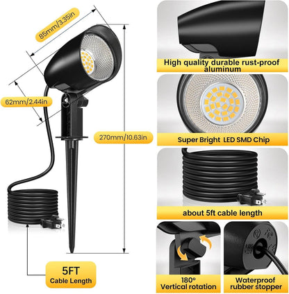 20W Outdoor Spotlight,Ip66 Landscape Lighting for Yard, 2 Pack6