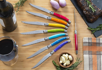 Set of 8 Laguiole Steak Knives, Rainbow Colors7