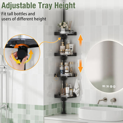 360° Rotating Corner Shower Caddy Tension Pole Organizer, Black4