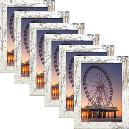 5X7 Picture Frame Engineered Wood Set of 6, Distressed White Wooden Frame 5 X 7 for Wall or Tabletop1