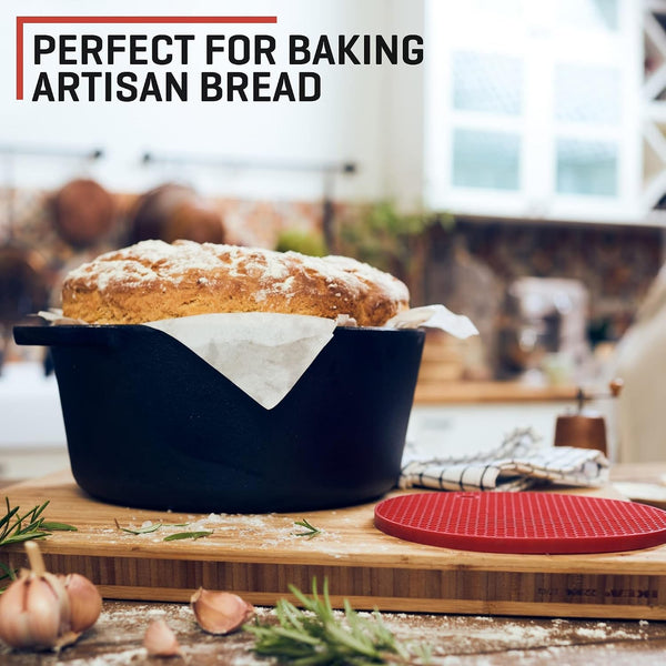 2-In-1 Cast Iron Dutch Oven Large - 5 Quart Dutch Oven Pot with Lid, Pre-Seasoned Cooking Dish for Bread Baking and Stews - Heavy Duty Cast Iron Pot with Detachable Frying Pan Lid for Versatile Cooking3