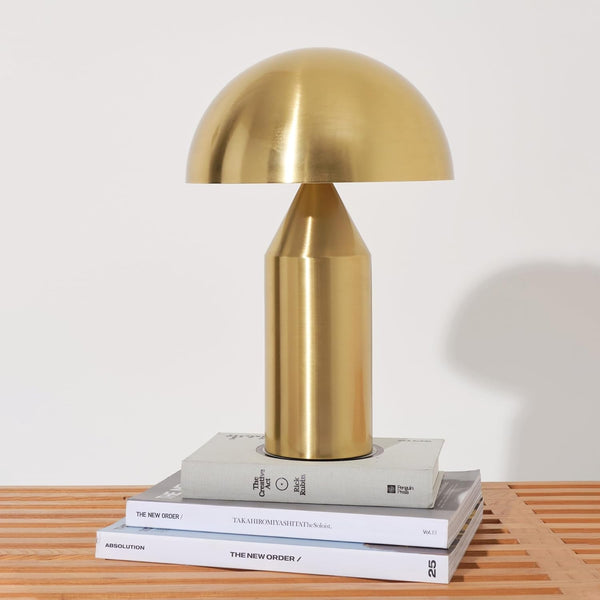 Venus Mushroom Table Lamp - Modern Lamp for Living Room, Bedroom Side/End Table - Dimmable, Unique Side Table LED Lamp Shade for Office, Reading - Brass/Gold, 14" Tall7