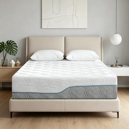 Extra Firm Mattress King 16 Inch,Premium Cool Green Tea/Gel Memory Foam Mattress in Box with Fiberglass-Free Cover,Dual Side Medium-Firm High-Density-Mattress for Back Pain,Certipur-Us,In Usa,80"X76"1