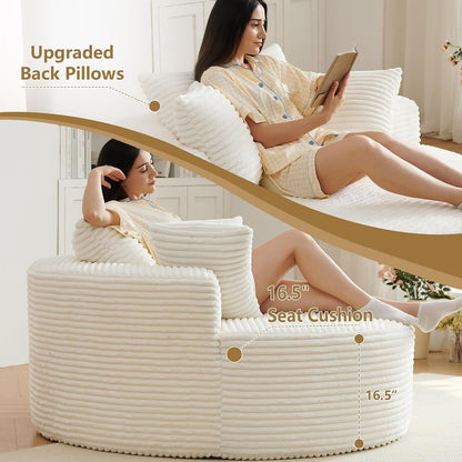 55''Oversized round Chaise Longue Chair Indoor, Boneless Chair round Couch5