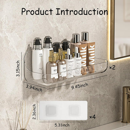 2 PCS Acrylic Wall Mounted Transparent Shelf, No Drilling Required2