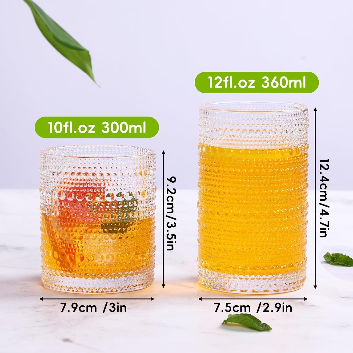 hobnail-drinking-glasses-set-of-12-vintage-water-glass-cups-12-oz-highball-glasses-10-oz-cocktail-glasses-clear-embossed-boho-kitchen-bar-tumbler-for-whiskey-beer-juice-milk