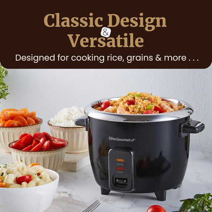 ERC006SS 6-Cup Electric Rice Cooker with Stainless Steel Inner Pot, Makes Soups, Stews, Porridges, Grains and Cereals, 6 Cup (3 Cups Uncooked), Black2