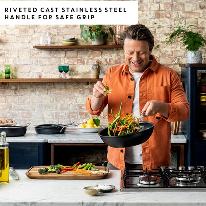 Tefal Jamie Oliver Cook'S Direct 5 Piece Non-Stick Pan Set, 20 and 28 Cm Frying Pans, 16&18&20 Cm Saucepan with Lid, Heat Indicator, Riveted Safe-Grip Handle, Induction Hob Compatible, E017S5556