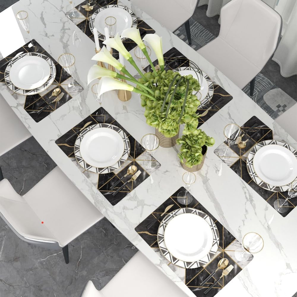 12x18-black-and-white-marble-geometric-placemats-set-of-4-washable-thick-place-mats-kitchen-table-mats-decorative-linen-fabric-table-mat-for-dining-decoration-table-kitchen-home-decor
