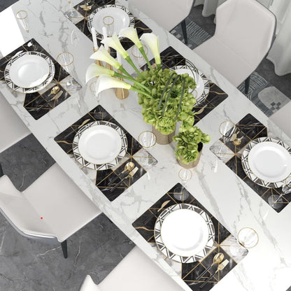 12"X18" Black and White Marble Geometric Placemats Set of 4 Washable Thick Place Mats Kitchen Table Mats Decorative Linen Fabric Table Mat for Dining Decoration Table Kitchen Home Decor3