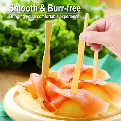 400PCS Bamboo Appetizer Forks, Fancy Toothpicks for Appetizers - 3.5 Inch | Mini Bamboo Forks for Charcuterie Boards Accessories, Disposable Wooden Cocktail Fork, Small Fruit Food Picks, Party Supplies2