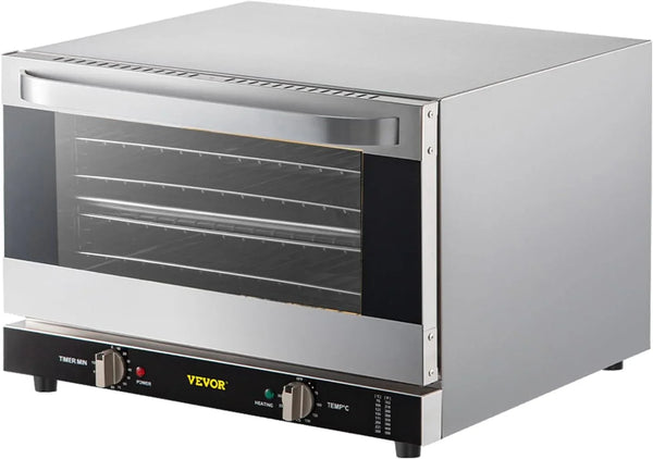 Commercial Convection Oven, 47L/43Qt, Half-Size Conventional Oven Countertop, 1600W 4-Tier Toaster W/Front Glass Door, Electric Baking Oven W/Trays Wire Racks Clip Gloves, 120V | for Restaurant Bakery, 1600W 4-Tier Countertop Electric Toaster, with Front Glass Door, Trays, Wire Racks, Clip Gloves, 120V9
