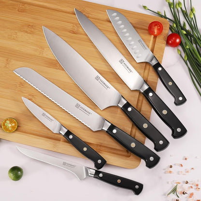 Chef Knife Set, 6PCS Ultra Sharp Kitchen Knives with Ergonomic Handle, High Carbon Stainless Steel Kitchen Knife Set, Forged Cooking Knife Set for Slicing Meat Vegetable Bread and Fruit3