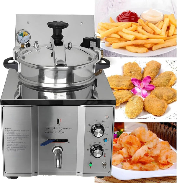 16L High Pressure Fried Chicken Stove Commercial Countertop Pressure Fryer 3000W Electric Pressure Cooker Stainless Steel Deep Fryer2
