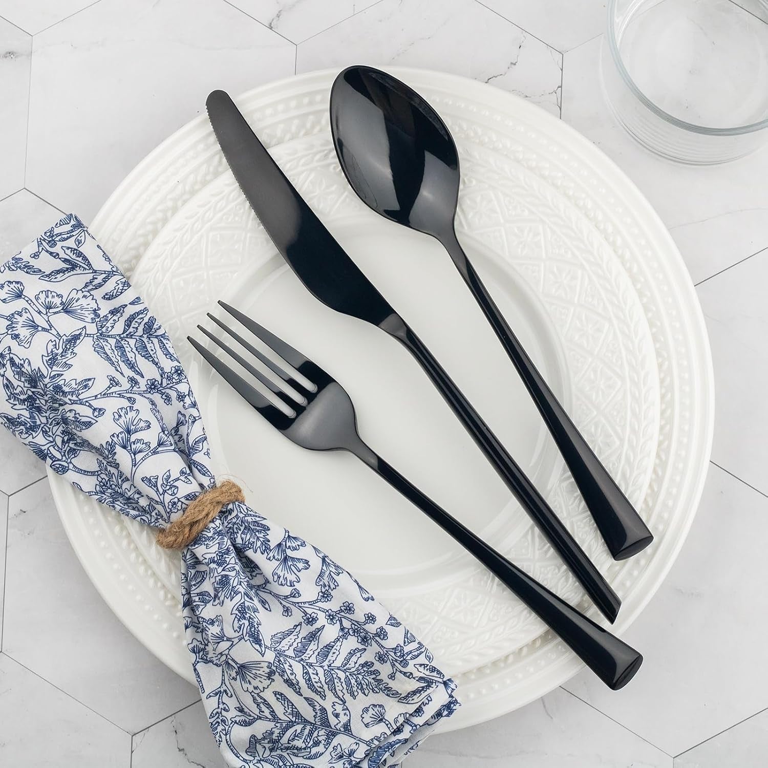 bailey-black-20-piece-forged-stainless-steel-flatware-set-cutlery-set-service-for-4-silver-finish-dishwasher-safe