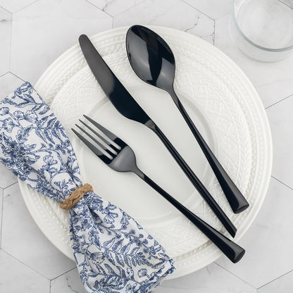 Bailey Black 20-Piece Forged Stainless Steel Flatware Set Cutlery Set, Service for 4, Silver Finish, Dishwasher Safe6