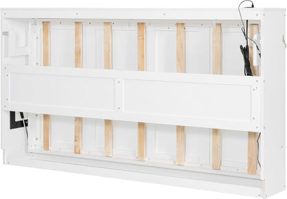 Side-Folding Murphy Bed with Printed Front, LED and USB Outlet-Z3