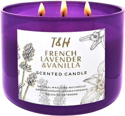 French Lavender Vanilla Large 3-Wick Soy Scented Candle for Home, 15.8 Oz1