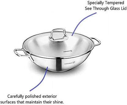Stainless Steel Woks and Stir Fry Pans with See through Glass Lid and Non-Burning Handles, Dishwasher Safe for the Best Cooking, Products for Family, Dinners, Parties, Kitchen3