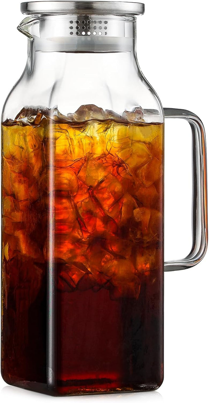2-quart-2-liter-68-oz-square-glass-pitcher-with-lid-and-spout-water-pitchers-with-handle-for-fridge-borosilicate-glass-carafe-for-hot-cold-drink-large-jug-for-iced-tea-coffee-juice-milk-beverage