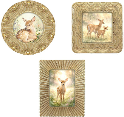 Classic Gold 1920S Mini Frame Set/Set of 3/2.5X2.5 & 2.5X3.5 in | for Tabletop Display | Perfect for Home Decor, Wedding, Graduation, or Milestone Photos1