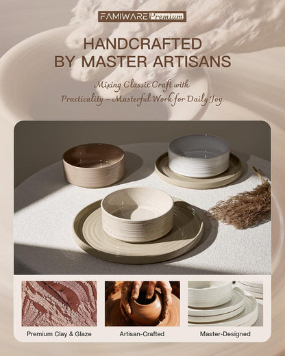 Stoneware Dinnerware Sets, Plates, Bowls, Dishes Set for 86