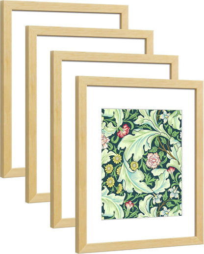 11X14 Picture Frame Made of Solid Wood Photo Frame with Real Glass for Pictures 8X10 with Mat or 11X14 without Mat, Wall Mount or Tabletop Gallery Photo Frames,Natural,4 Pack1