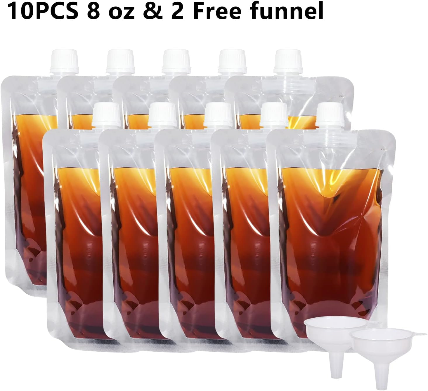 plastic-pouches-leak-proof-reusable-flexible-juice-bags-bpa-free-for-travel-outdoor-sports-concerts-events-8oz-10pcs-2-funnels