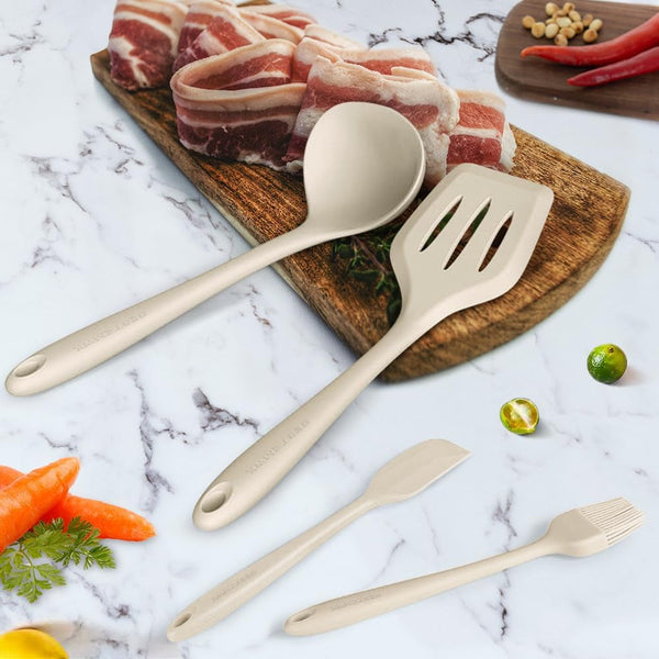 Kitchen Utensil Set - 11 Cooking Utensils - Colorful Silicone Kitchen Utensils - Nonstick Cookware with Spatula Set - Colored Best Kitchen Tools Kitchen Gadgets (Khaki)4