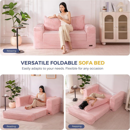 Convertible Sofa Bed, Pull-Out Loveseat Couch Bed for Small Space4