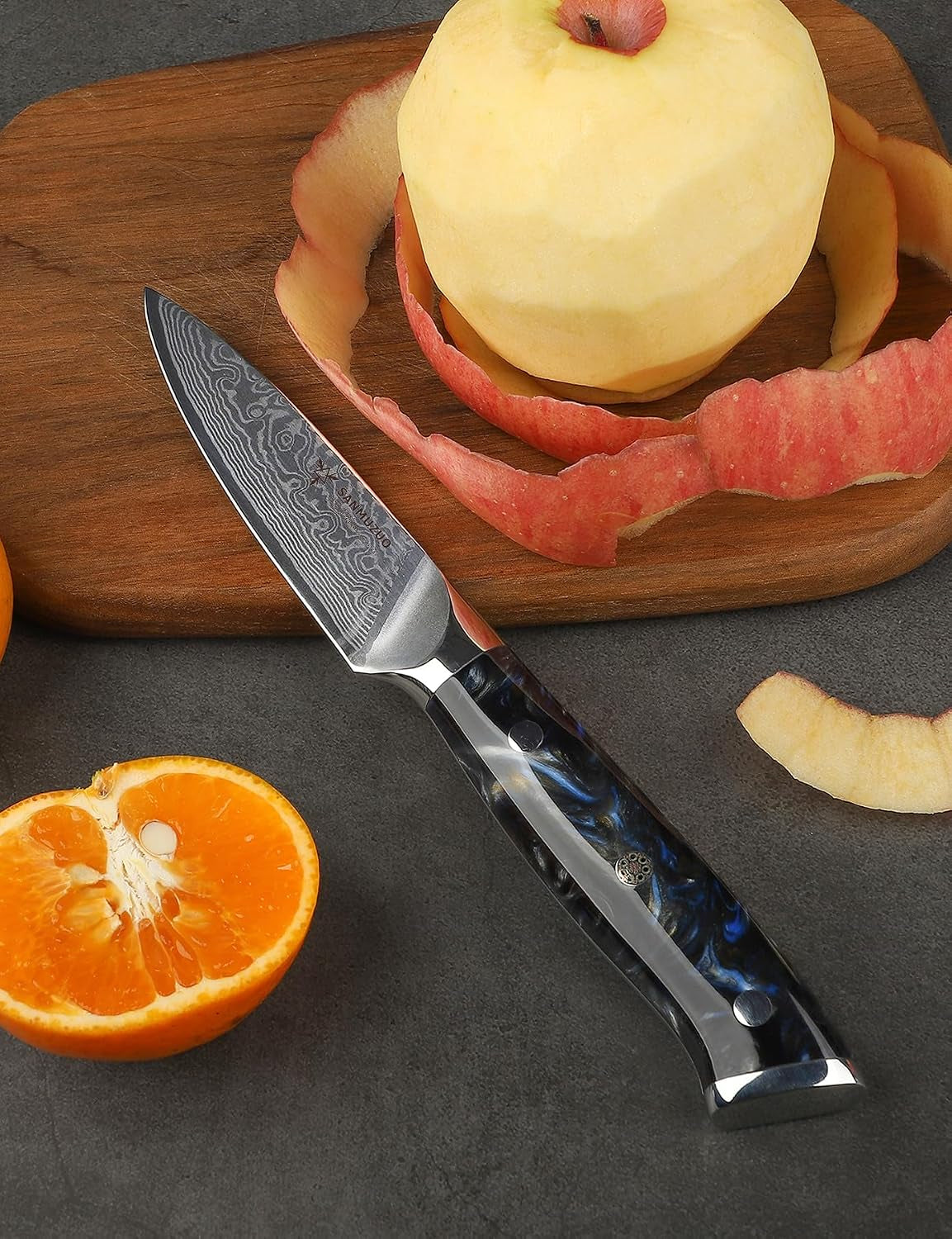 3-5-inch-paring-knife-kitchen-fruit-vegetable-knife-damascus-steel-resin-handle-xuan-series-starry-black
