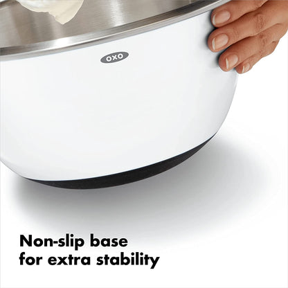 OXO Good Grips Mixing Bowl Set - 3-Piece, Stainless Steel | Nesting Bowls for Baking and Cooking, Non-Slip Base, Dishwasher Safe5