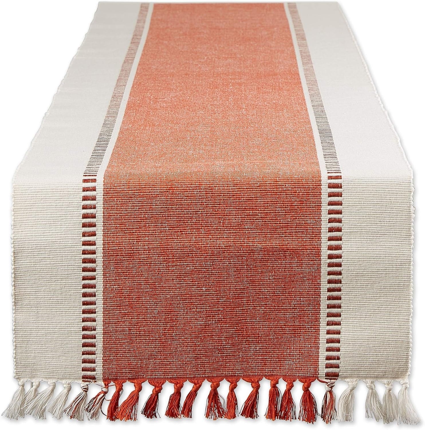 dobby-stripe-table-runner-13x72-burnt-orange-cream-background