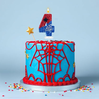 Red and Blue with Silver Spider Web Birthday Candles, Spider Cartoon Theme Happy Candle Cake Decoration Suitable for Boys and Girls Children'S Party Supplies (4)5