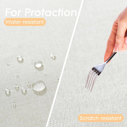 Rectangle Tablecloth, Water Resistant Tassel Table Cloth Wipe Clean Table Cover, Polyester Waterproof Large Tablecloths for Kitchen Dinning Decoration (Ivory, 36''X36'')7