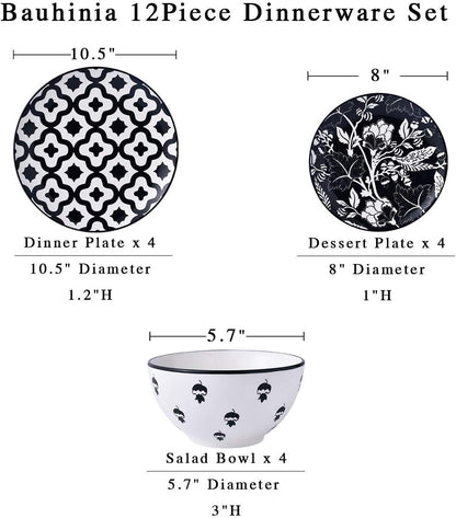 Dinnerware Set - Ceramic Plates and Bowls for 4 - Stoneware Dish Set2