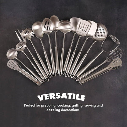 18/10 Stainless Steel Cooking Utensils Set - 16 PCS All Metal Utensils6