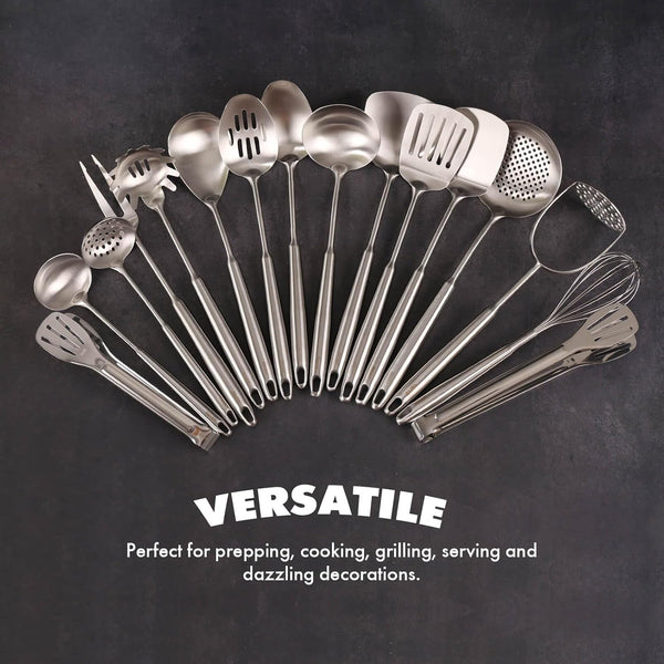 18/10 Stainless Steel Cooking Utensils Set - 16 PCS All Metal Utensils6