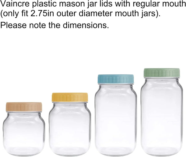 8PCS Regular Mouth Plastic Mason Jar Lids, Leak Proof | Colored, with Silicone Rings, Airtight Leakproof Seal, Fit for Ball & Kerr Canning Jars, Reusable Jars Accessories3