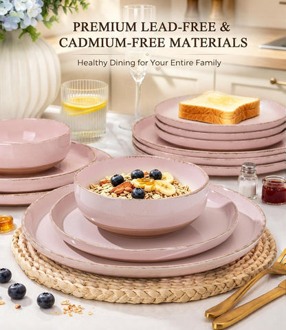 Dinnerware Sets for 4, 12 Pieces Ceramic Plates and Bowls Set4