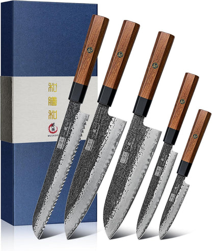 5 Pieces Knife Set, 10CR15MOV High Carbon Steel Chef Knife Set1
