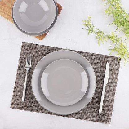18-Piece Stoneware Dinnerware Set, Service for 6, Microwave and Dishwasher Safe, Plates and Bowls for Everyday Use, Smokey Grey6