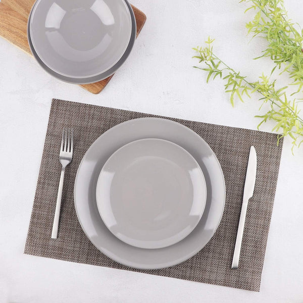 18-Piece Stoneware Dinnerware Set, Service for 6, Microwave and Dishwasher Safe, Plates and Bowls for Everyday Use, Smokey Grey6