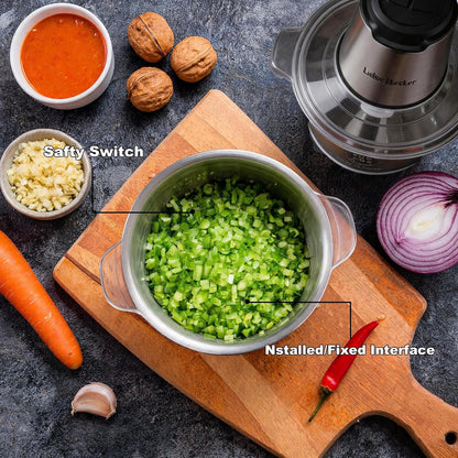 Electric Food Chopper, 350W Food Processor with 8-Cup Bowl | Stainless Steel Meat Grinder with 4 Sharp Blades, 2 Speeds Mincer for Vegetables, Nuts, Homemade Puree Recipes, Zero BPA6