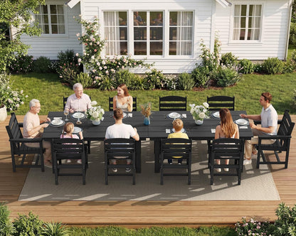 Armless Outdoor Dining Set, Patio Dining Set for 6, Black9