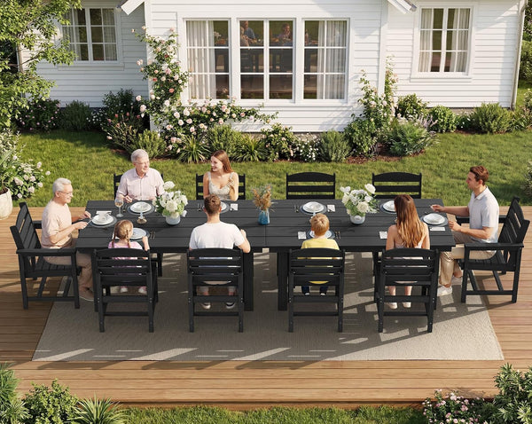 Armless Outdoor Dining Set, Patio Dining Set for 6, Black9