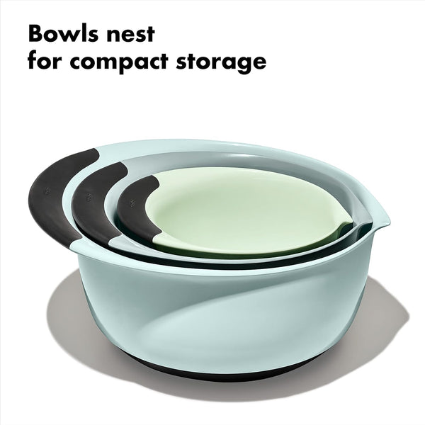 OXO Good Grips 3-Piece Plastic Mixing Bowl Set- Blue, Gray, Jade6