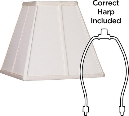 Medium Ivory Classic Square Shades 5.25X10X9 (Spider) Set of 2 | 5.25" Top X 10" Bottom X 9" High Replacement for Table Lamps Shade Pre-Assembled Harp + Finial6